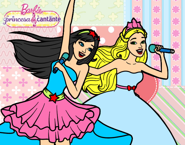 Dibujo Barbie y la princesa cantando pintado por DIANASALAZ