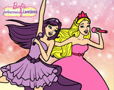 Dibujo Barbie y la princesa cantando pintado por elenayange