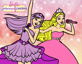 Dibujo Barbie y la princesa cantando pintado por liliatura