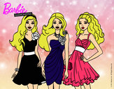 Dibujo Barbie y sus amigas vestidas de fiesta pintado por emilyluis