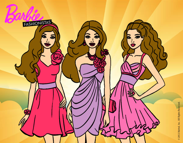Dibujo Barbie y sus amigas vestidas de fiesta pintado por lmiriam89