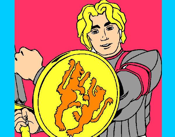 Dibujo Caballero con escudo de león pintado por sofiapoble