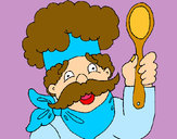 Dibujo Chef con bigote pintado por queyla