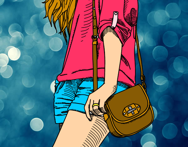Dibujo Chica con bolso pintado por Anulaguapa