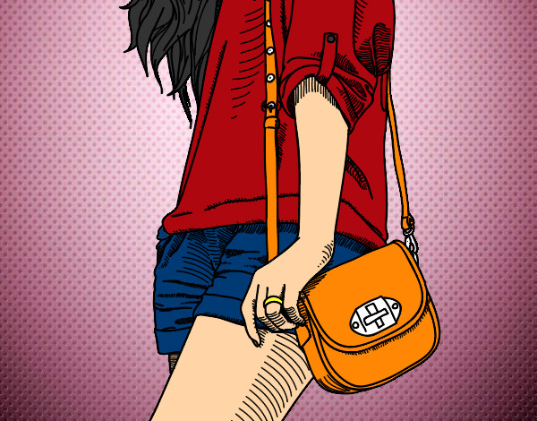 Dibujo Chica con bolso pintado por paola89