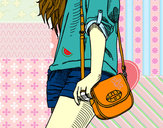 Dibujo Chica con bolso pintado por periquita