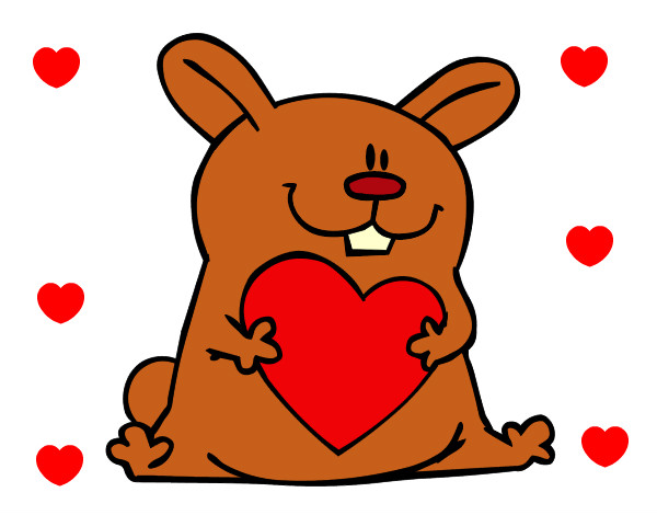 Dibujo Conejo con corazón pintado por danny3314