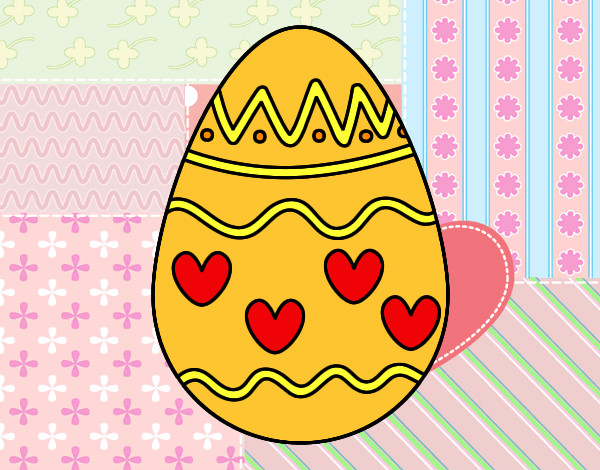 Dibujo Huevo con corazones pintado por guiliana