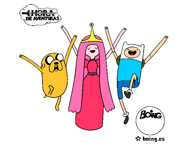 Dibujo Jake, Princesa Chicle y Finn pintado por paola89