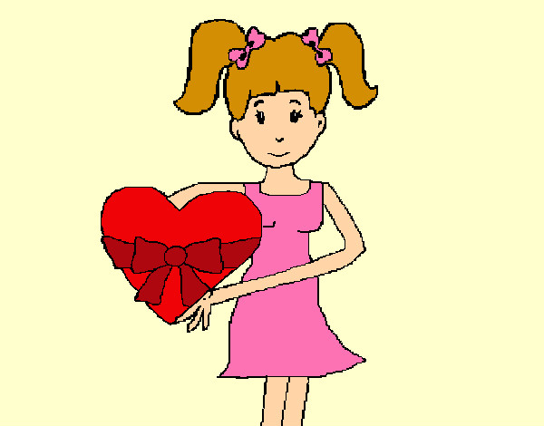 Dibujo Jovencita corazón pintado por desi10