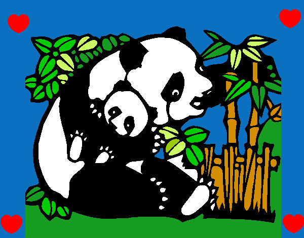 Dibujo Mama panda pintado por pingo