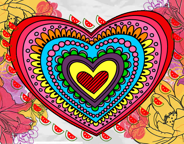 Dibujo Mandala corazón pintado por claromaris