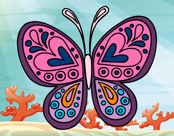 Dibujo Mandala mariposa pintado por Sherr