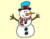Dibujo Muñeco de nieve con sombrero pintado por chimo