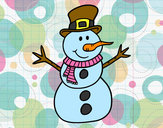 Dibujo Muñeco de nieve con sombrero pintado por dibus11