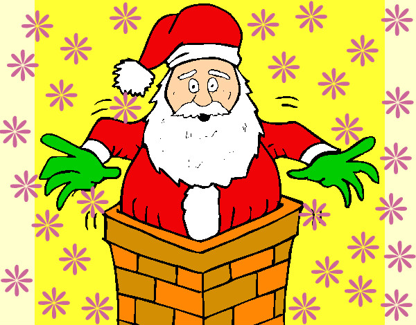 Dibujo Papa Noel en la chimenea pintado por dunifergut
