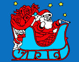 Dibujo Papa Noel en su trineo pintado por vicror