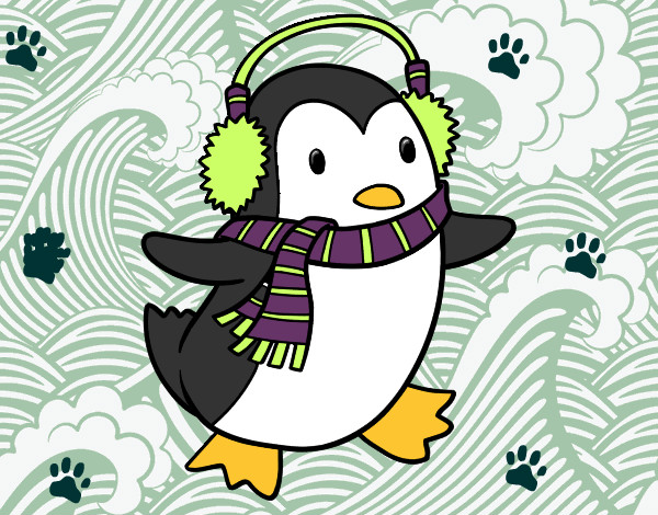 Dibujo Pingüino con bufanda pintado por desi10