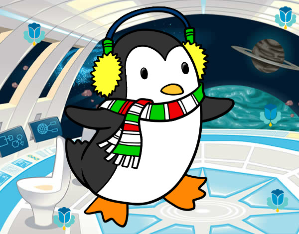 Dibujo Pingüino con bufanda pintado por goku4