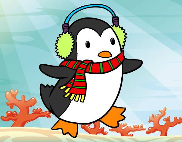 Dibujo Pingüino con bufanda pintado por lindo111