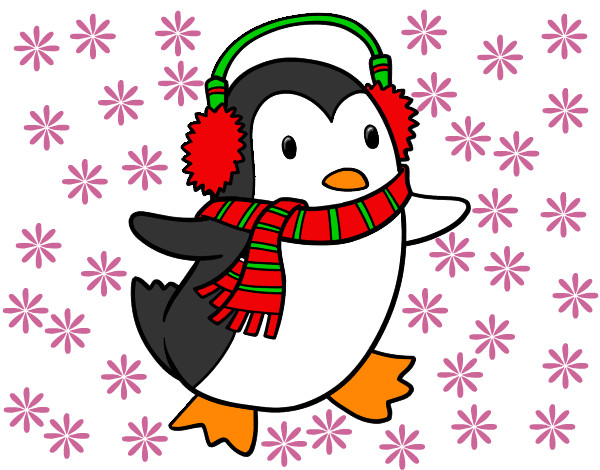 Dibujo Pingüino con bufanda pintado por roxsy