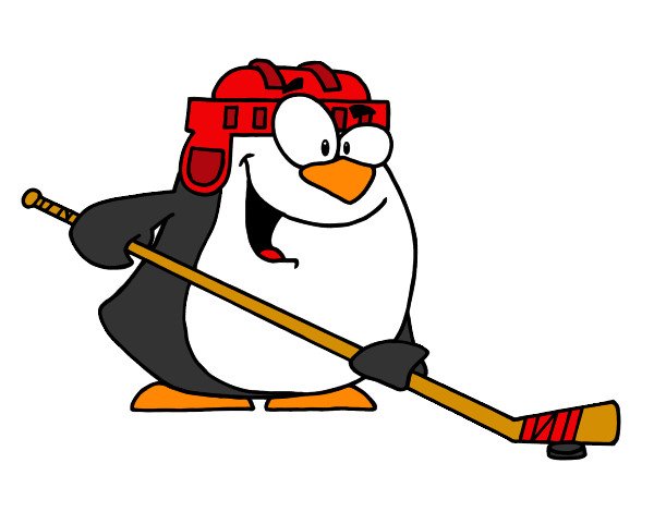 Pingüino jugando a hockey