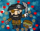 Dibujo Pirata con tesoro pintado por gamon