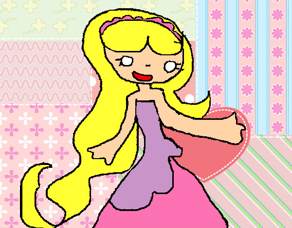 Dibujo Princesa con el pelo largo pintado por guiliana
