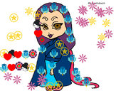 Dibujo Princesa con kimono pintado por kaipi