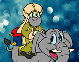 Dibujo Rey Baltasar en elefante pintado por billy
