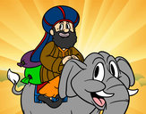 Dibujo Rey Baltasar en elefante pintado por cecy_2255