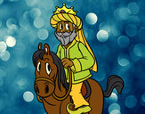 Dibujo Rey Gaspar a caballo pintado por billy