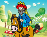 Dibujo Rey Gaspar a caballo pintado por guiliana