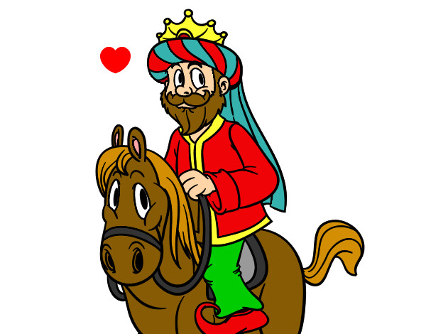 Dibujo Rey Gaspar a caballo pintado por haidde