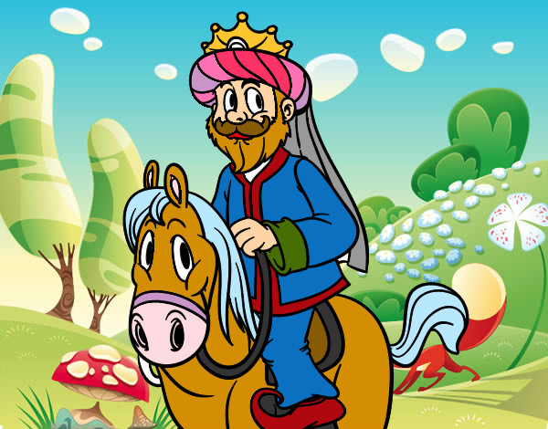 Dibujo Rey Gaspar a caballo pintado por luzkarina