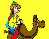 Dibujo Rey Melchor en camello pintado por jang