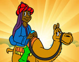 Dibujo Rey Melchor en camello pintado por pingo