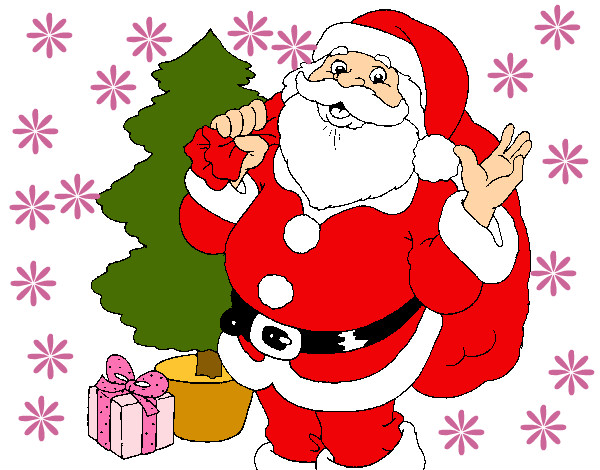 Dibujo Santa Claus y un árbol de navidad pintado por DIANASALAZ