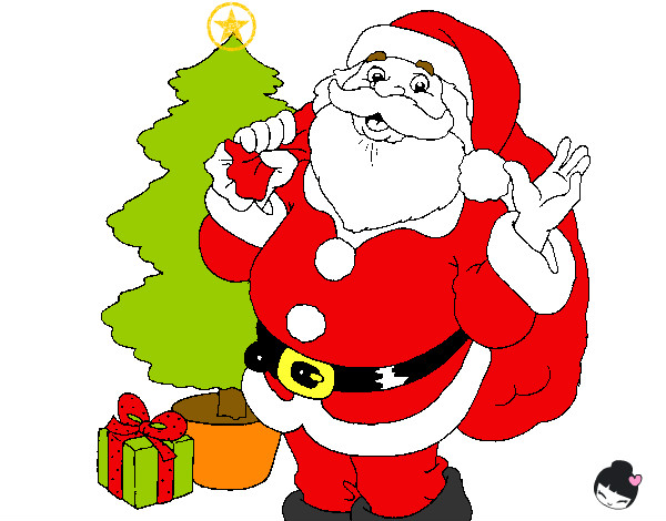 Dibujo Santa Claus y un árbol de navidad pintado por keisy15