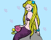 Dibujo Sirena con caracola pintado por LauraDayan