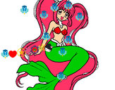 Dibujo Sirena con perlas pintado por kaipi
