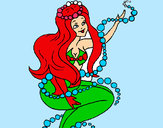 Dibujo Sirena entre burbujas pintado por LauraDayan