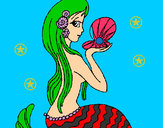 Dibujo Sirena y perla pintado por LauraDayan