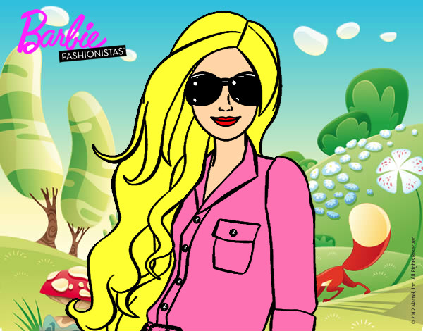 Dibujo Barbie con gafas de sol pintado por Amanda5