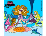 Dibujo Barbie con sirenas pintado por queyla