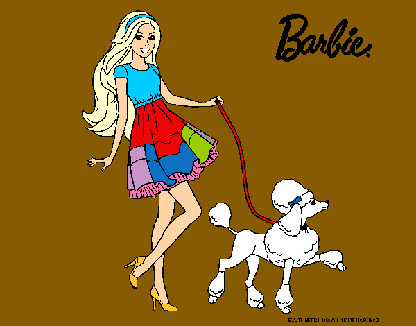 Dibujo Barbie paseando a su mascota pintado por renaataa