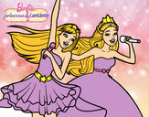 Dibujo Barbie y la princesa cantando pintado por claumoda