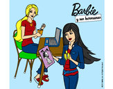 Dibujo Barbie y su hermana merendando pintado por pudin