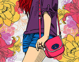 Dibujo Chica con bolso pintado por paola8