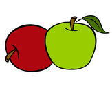 Dibujo Dos manzanas pintado por mary11